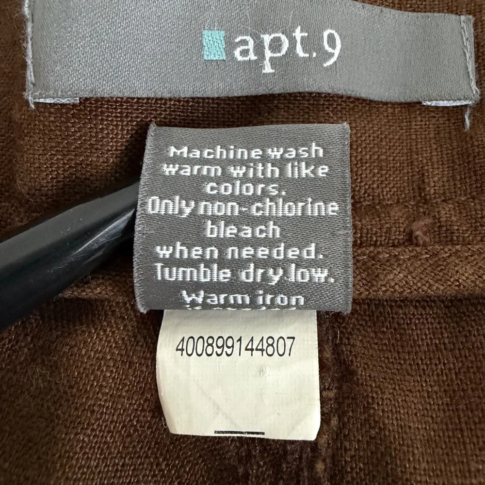 Apt 9 Mens Brown 100% Linen Flat Front Chino Shorts Size 40 NEW